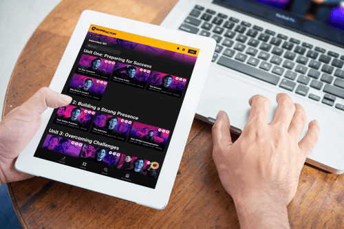 Tablet showing Edge Factor's Interview 101 series